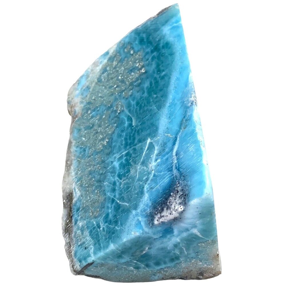 326g 11.5oz Larimar pectolite Dominican Natural Wedge Rare Slab Rock Mineral Gem - Picture 2 of 16